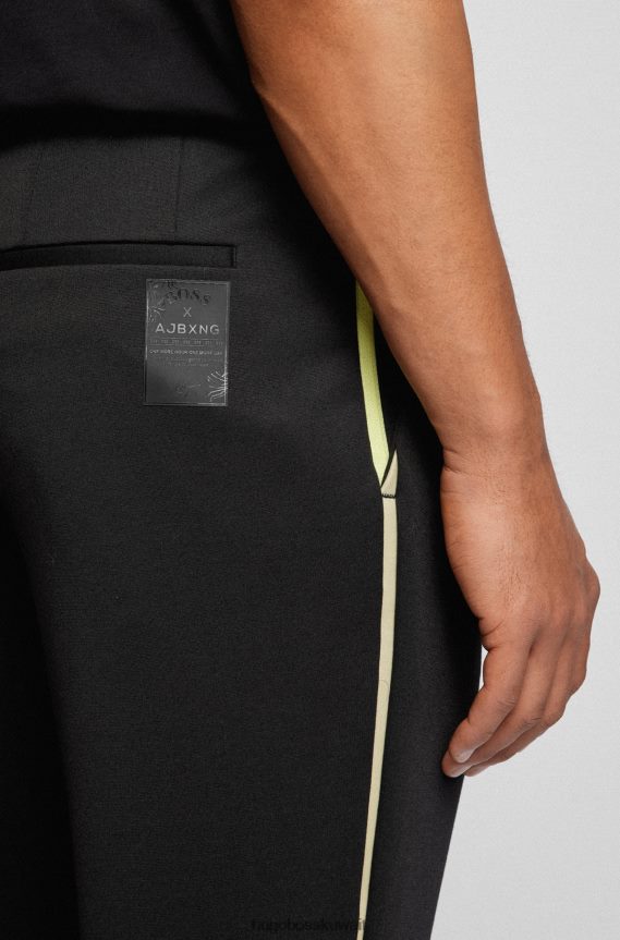 4TFNJN4007 أسود Hugo Boss x ajbxng بنطال مدبب من الجيرسيه ثنائي التمدد