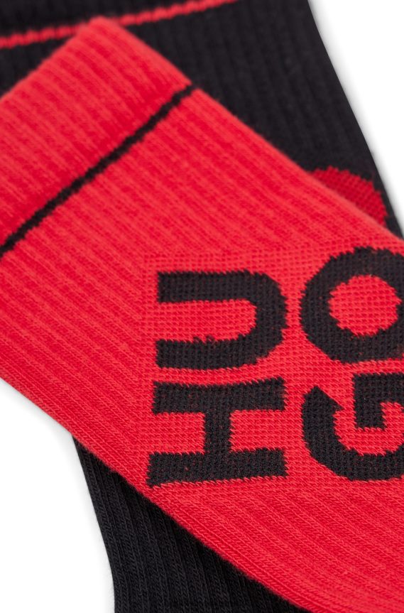 4TFNJN4008 وردي فاتح Hugo Boss Hugo - حزمة من اثنين من الجوارب ربع الطول مع شعارات مكدسة وردي فاتح