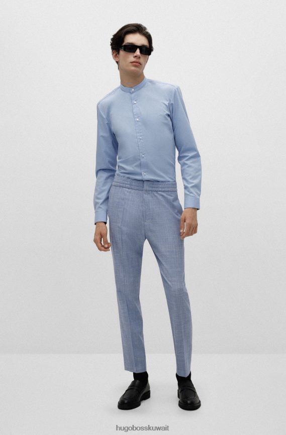 4TFNJN4010 أزرق فاتح Hugo Boss قميص أزرق فاتح سهل الكي بقصة ضيقة وياقة واقفة