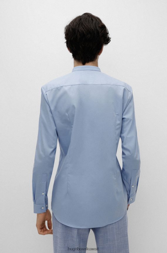 4TFNJN4010 أزرق فاتح Hugo Boss قميص أزرق فاتح سهل الكي بقصة ضيقة وياقة واقفة