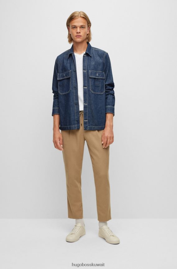 4TFNJN4012 اللون البيج Hugo Boss بنطال Hugo باللون البيج مع ثنيات أمامية