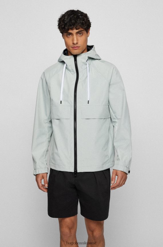 4TFNJN4014 اخضر فاتح Hugo Boss سترة Hugo مقاومة للماء مصنوعة من قماش ناعم من ثلاث طبقات باللون الأخضر الفاتح