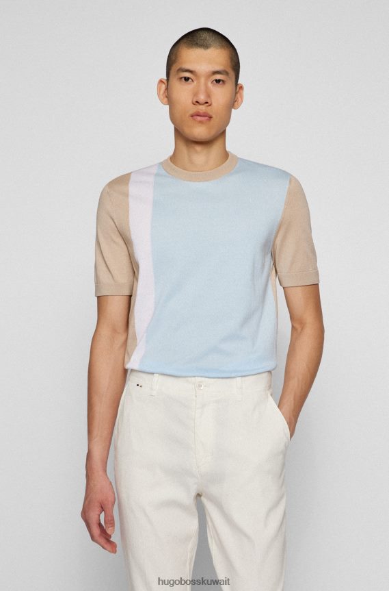 4TFNJN4015 أزرق فاتح Hugo Boss سترة عادية ذات ألوان متباينة من قطن مرسيريسيد باللون الأزرق الفاتح