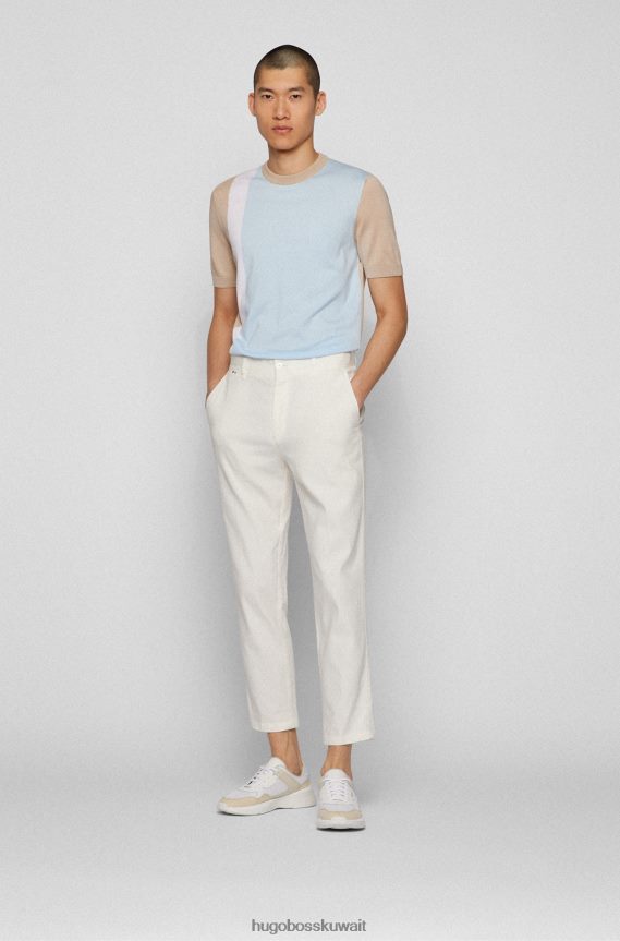 4TFNJN4015 أزرق فاتح Hugo Boss سترة عادية ذات ألوان متباينة من قطن مرسيريسيد باللون الأزرق الفاتح