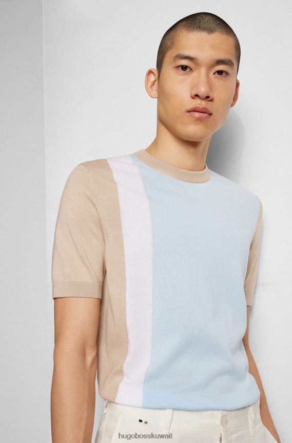 4TFNJN4015 أزرق فاتح Hugo Boss سترة عادية ذات ألوان متباينة من قطن مرسيريسيد باللون الأزرق الفاتح