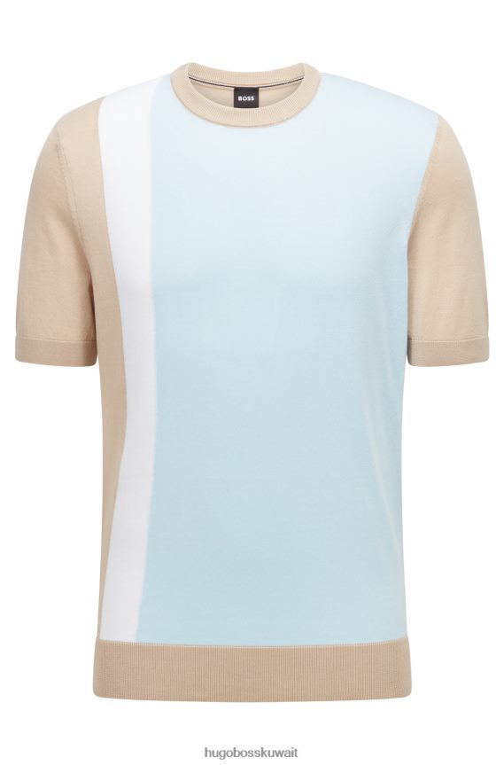 4TFNJN4015 أزرق فاتح Hugo Boss سترة عادية ذات ألوان متباينة من قطن مرسيريسيد باللون الأزرق الفاتح