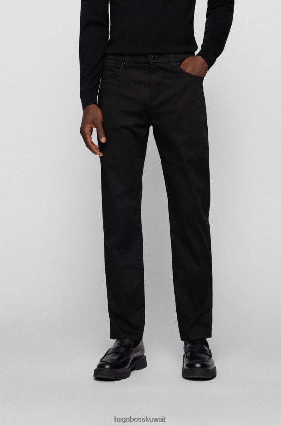 4TFNJN4022 أسود Hugo Boss بنطال جينز أسود بقصّة ضيّقة من قماش الدنيم المريح والمطاط