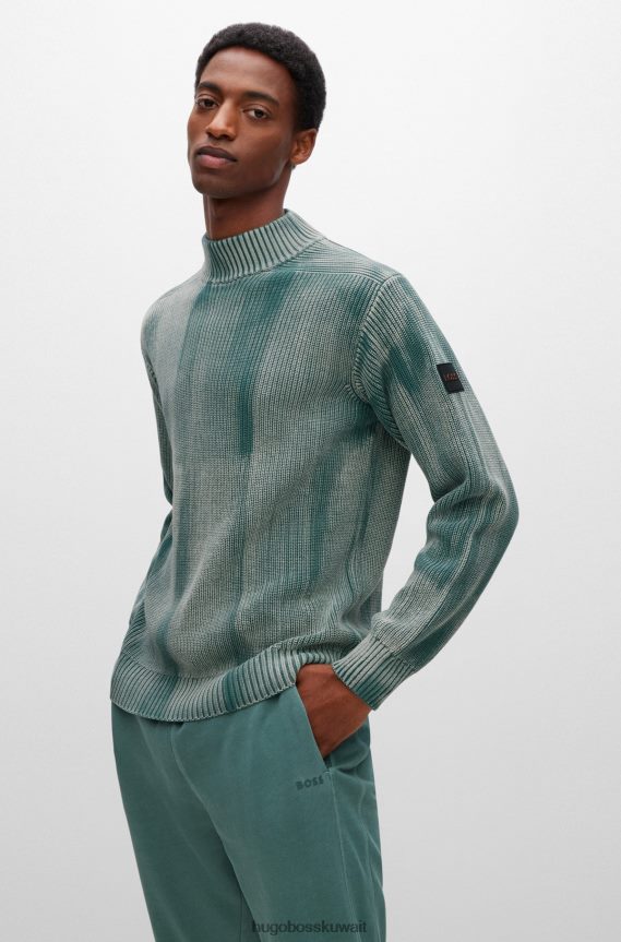 4TFNJN4028 اخضر فاتح Hugo Boss سترة مريحة من القطن العضوي المبيض هوغو باللون الأخضر الفاتح