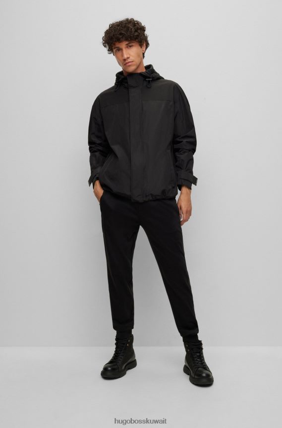 4TFNJN4039 أسود Hugo Boss سترة بغطاء رأس مقاومة للماء من Porsche X Hugo مع علامة تجارية تعاونية