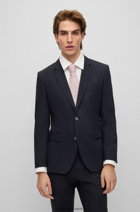 4TFNJN4047 أزرق غامق Hugo Boss سترة Hugo باللون الأزرق الداكن ذات المقاس العادي مصنوعة من قماش مطاطي بنمط صغير