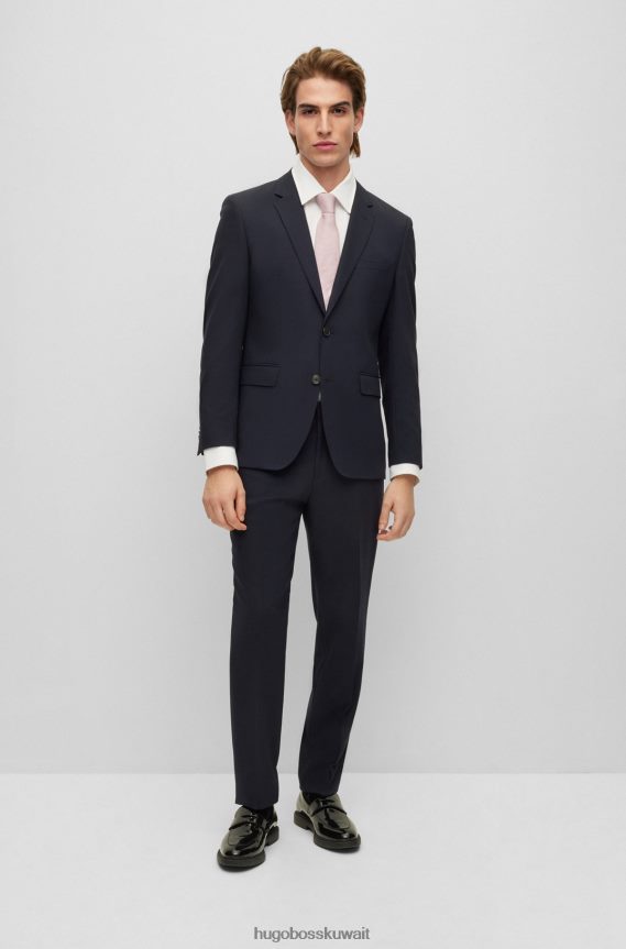 4TFNJN4047 أزرق غامق Hugo Boss سترة Hugo باللون الأزرق الداكن ذات المقاس العادي مصنوعة من قماش مطاطي بنمط صغير