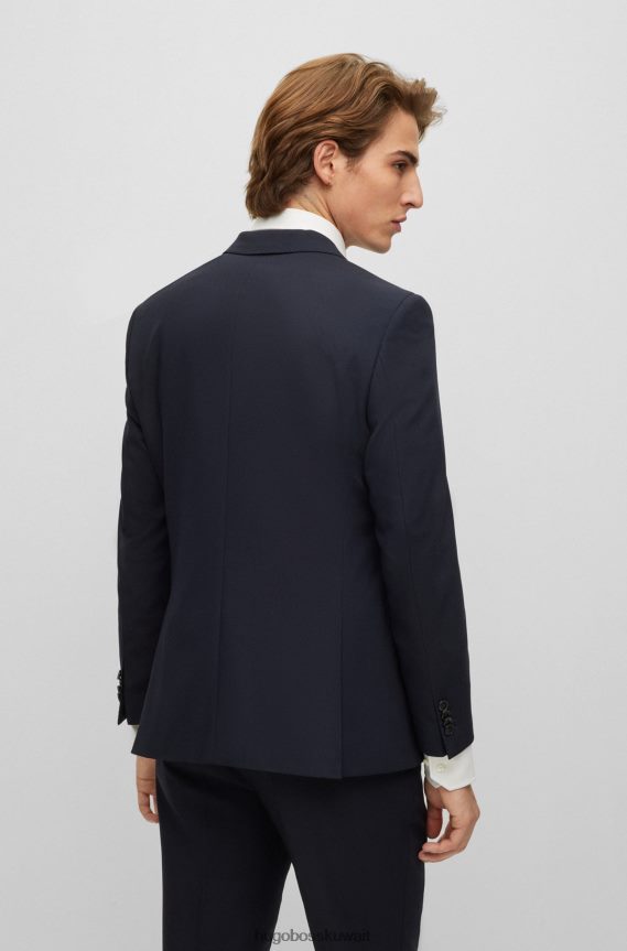 4TFNJN4047 أزرق غامق Hugo Boss سترة Hugo باللون الأزرق الداكن ذات المقاس العادي مصنوعة من قماش مطاطي بنمط صغير