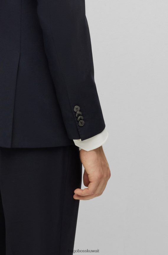 4TFNJN4047 أزرق غامق Hugo Boss سترة Hugo باللون الأزرق الداكن ذات المقاس العادي مصنوعة من قماش مطاطي بنمط صغير