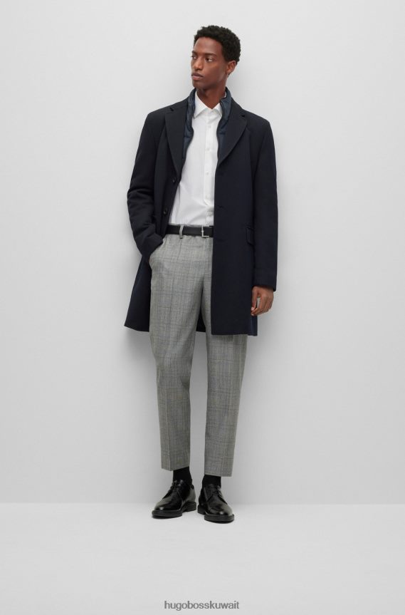 4TFNJN4051 رمادي Hugo Boss بنطال بقصّة مدببة من الصوف البكر المربّع بلون رمادي هوغو