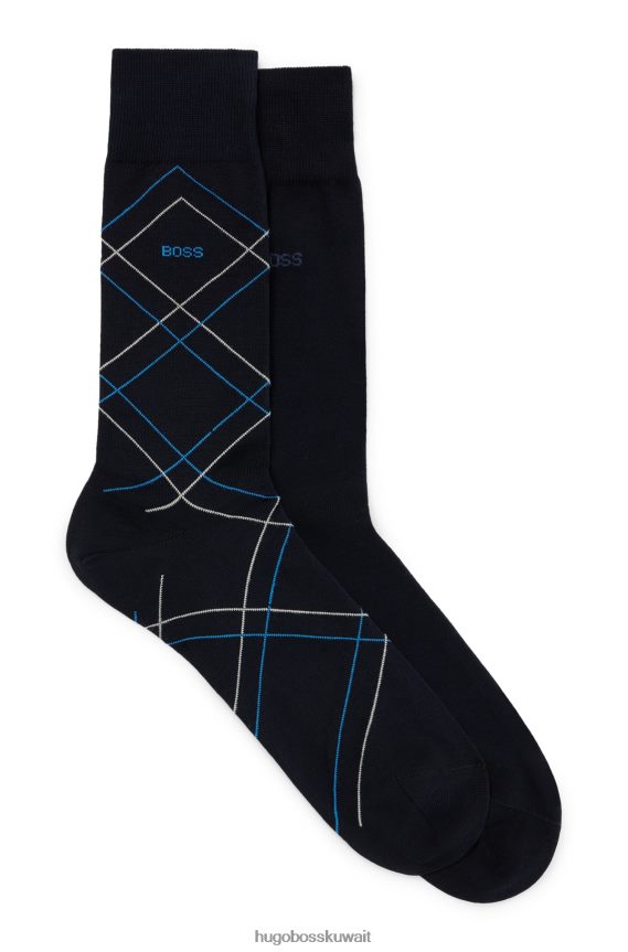 4TFNJN4059 أزرق غامق Hugo Boss حزمة من اثنين من الجوارب باللون الأزرق من Hugo مصنوعة من مزيج القطن المرسيري
