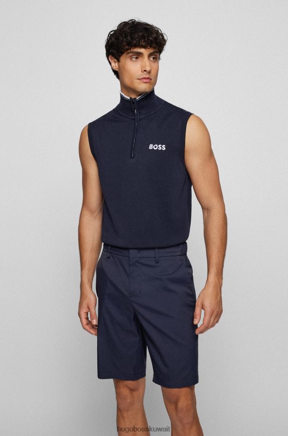 4TFNJN4065 أزرق غامق Hugo Boss سترة Hugo باللون الأزرق الداكن بدون أكمام ورقبة بسحاب مع لمسة نهائية مقاومة للماء