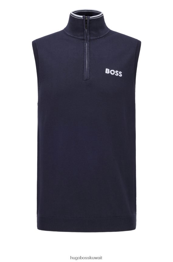 4TFNJN4065 أزرق غامق Hugo Boss سترة Hugo باللون الأزرق الداكن بدون أكمام ورقبة بسحاب مع لمسة نهائية مقاومة للماء