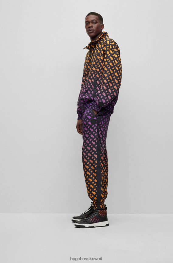 4TFNJN4066 منقوشة Hugo Boss سويت شيرت من النوع الثقيل x khaby بقصة مريحة مع سحاب وأحرف متدرجة