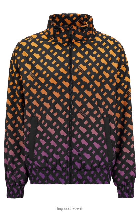 4TFNJN4066 منقوشة Hugo Boss سويت شيرت من النوع الثقيل x khaby بقصة مريحة مع سحاب وأحرف متدرجة