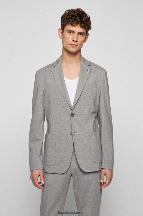 4TFNJN4071 رمادي Hugo Boss سترة Hugo باللون الرمادي بقصة ضيقة مصنوعة من جيرسي مطاطي مزيج