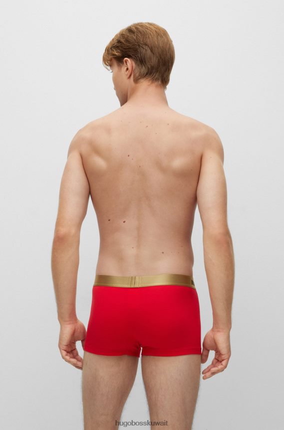 4TFNJN4073 احمر غامق Hugo Boss سروال Hugo من القطن المطاطي ذو الارتفاع العادي مع حزام خصر معدني باللون الأحمر الداكن