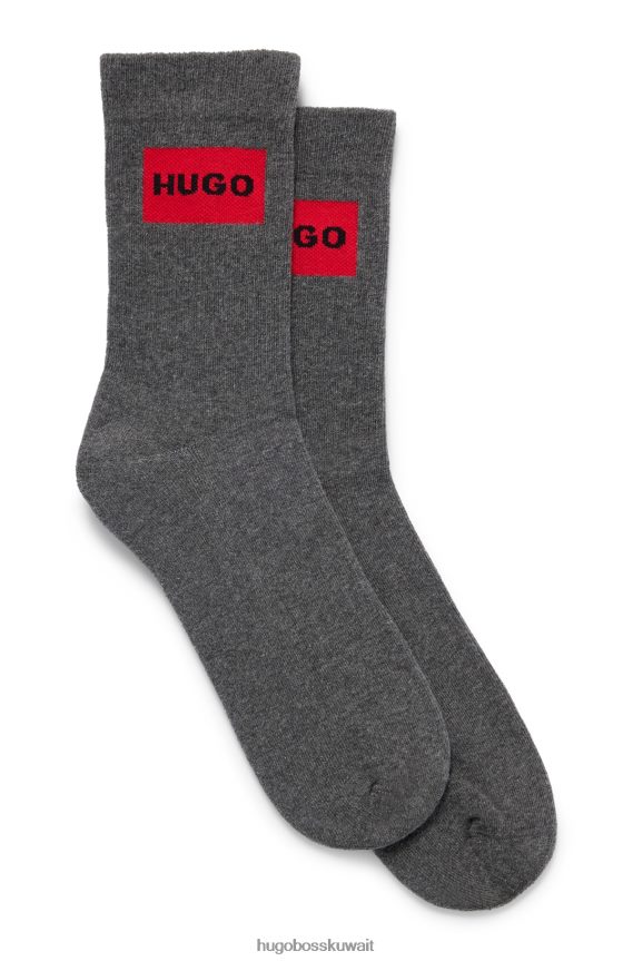 4TFNJN4074 رمادي Hugo Boss حزمة من قطعتين من الجوارب المضلعة مع شعار أحمر اللون من Hugo باللون الرمادي