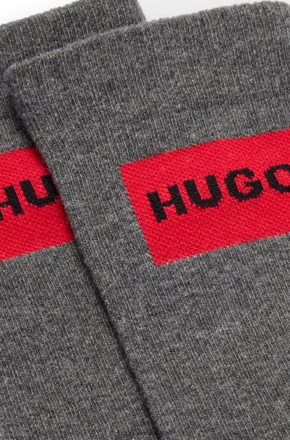 4TFNJN4074 رمادي Hugo Boss حزمة من قطعتين من الجوارب المضلعة مع شعار أحمر اللون من Hugo باللون الرمادي