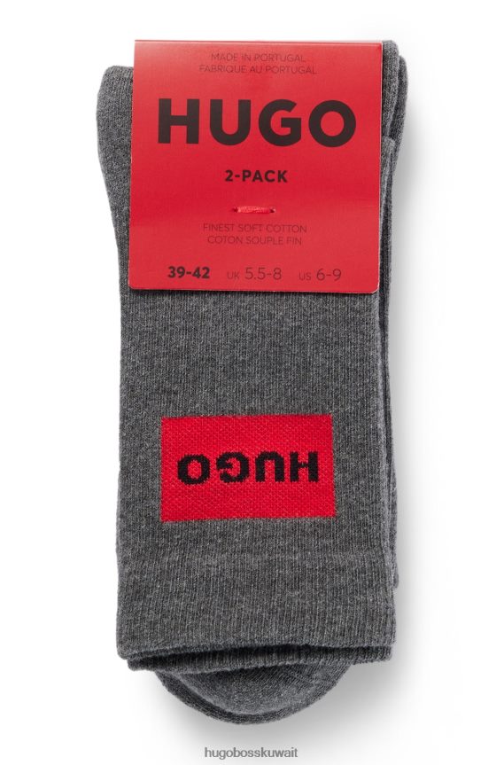 4TFNJN4074 رمادي Hugo Boss حزمة من قطعتين من الجوارب المضلعة مع شعار أحمر اللون من Hugo باللون الرمادي