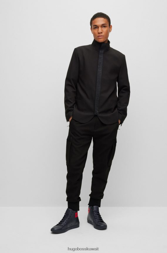 4TFNJN4085 أسود Hugo Boss سترة Hugo فائقة النحافة مصنوعة من قماش مطاطي عالي الأداء باللون الأسود