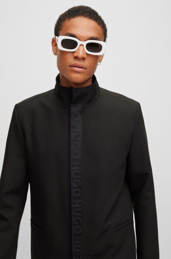 4TFNJN4085 أسود Hugo Boss سترة Hugo فائقة النحافة مصنوعة من قماش مطاطي عالي الأداء باللون الأسود