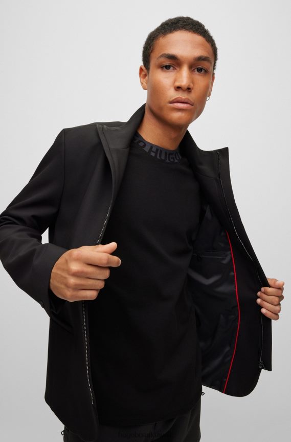 4TFNJN4085 أسود Hugo Boss سترة Hugo فائقة النحافة مصنوعة من قماش مطاطي عالي الأداء باللون الأسود
