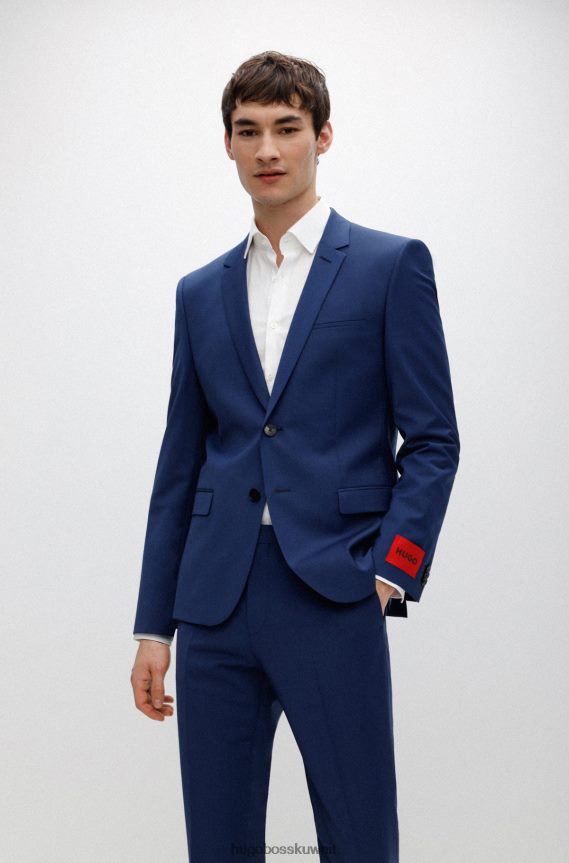 4TFNJN4087 أزرق فاتح Hugo Boss بدلة زرقاء فاتحة ضيقة جدًا في هوغو من مزيج الصوف فائق المرونة