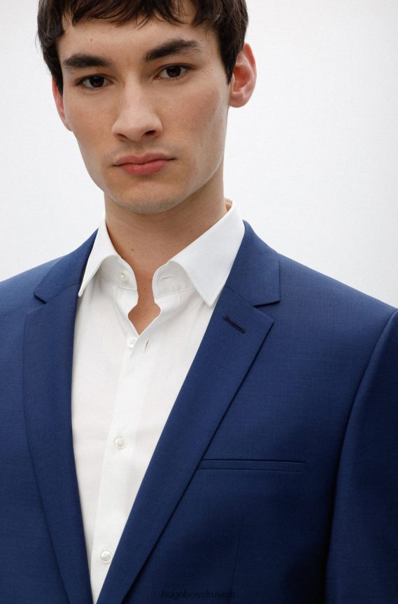 4TFNJN4087 أزرق فاتح Hugo Boss بدلة زرقاء فاتحة ضيقة جدًا في هوغو من مزيج الصوف فائق المرونة