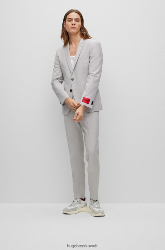 4TFNJN4088 البيج الفاتح Hugo Boss بدلة نحيفة للغاية مصنوعة من مزيج الصوف فائق المرونة باللون البيج الفاتح