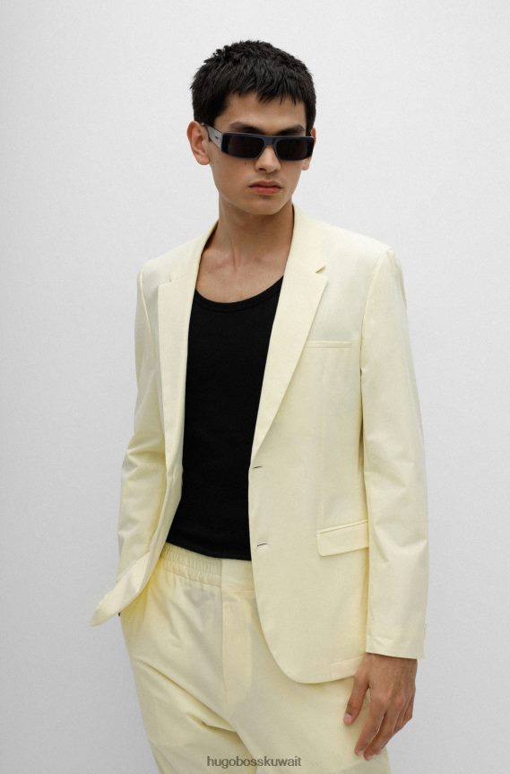 4TFNJN4092 أصفر فاتح Hugo Boss سترة فائقة النحافة مصنوعة من القطن المطاطي باللون الأصفر الفاتح