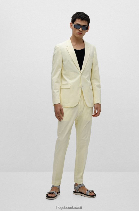 4TFNJN4092 أصفر فاتح Hugo Boss سترة فائقة النحافة مصنوعة من القطن المطاطي باللون الأصفر الفاتح