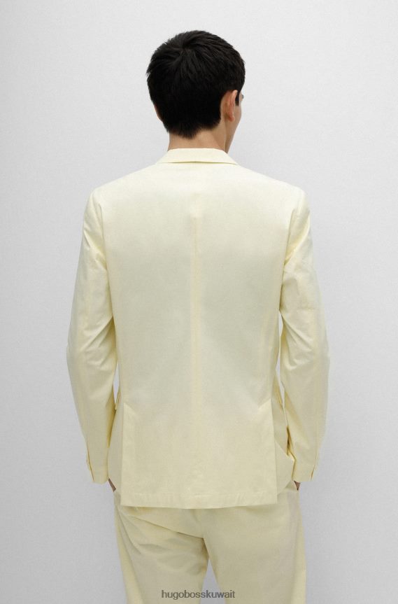 4TFNJN4092 أصفر فاتح Hugo Boss سترة فائقة النحافة مصنوعة من القطن المطاطي باللون الأصفر الفاتح