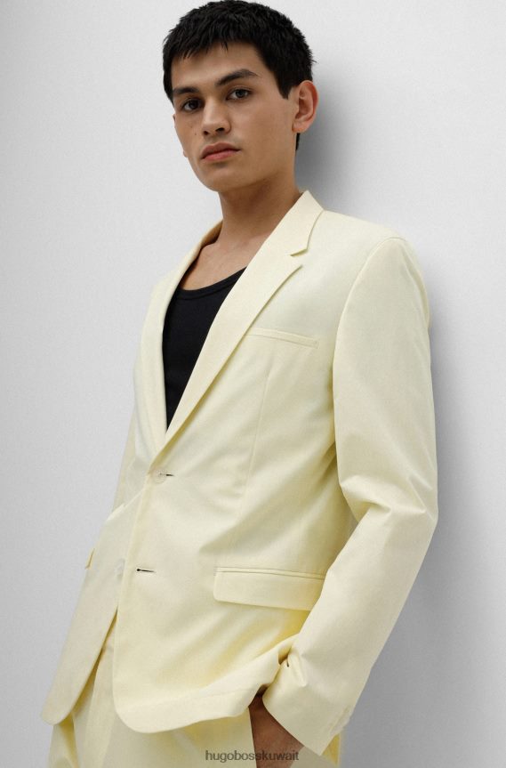 4TFNJN4092 أصفر فاتح Hugo Boss سترة فائقة النحافة مصنوعة من القطن المطاطي باللون الأصفر الفاتح