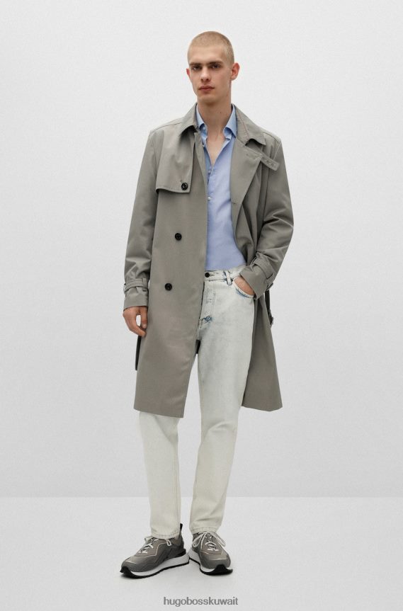 4TFNJN4100 أزرق فاتح Hugo Boss قميص بقصة ضيقة من قماش البوبلين القطني سهل الكي باللون الأزرق الفاتح