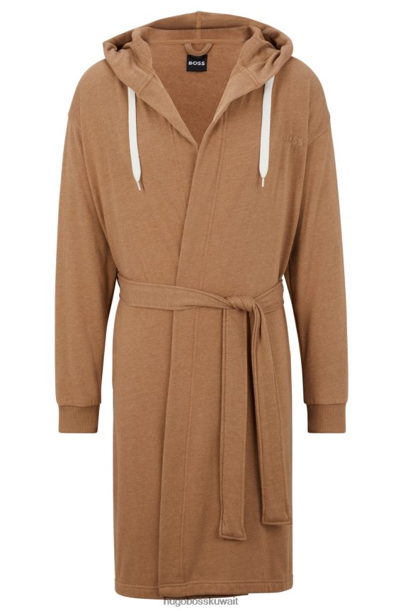 4TFNJN4107 اللون البيج Hugo Boss ثوب هوغو ميلانج بغطاء للرأس وأكمام تحمل الشعار باللون البيج