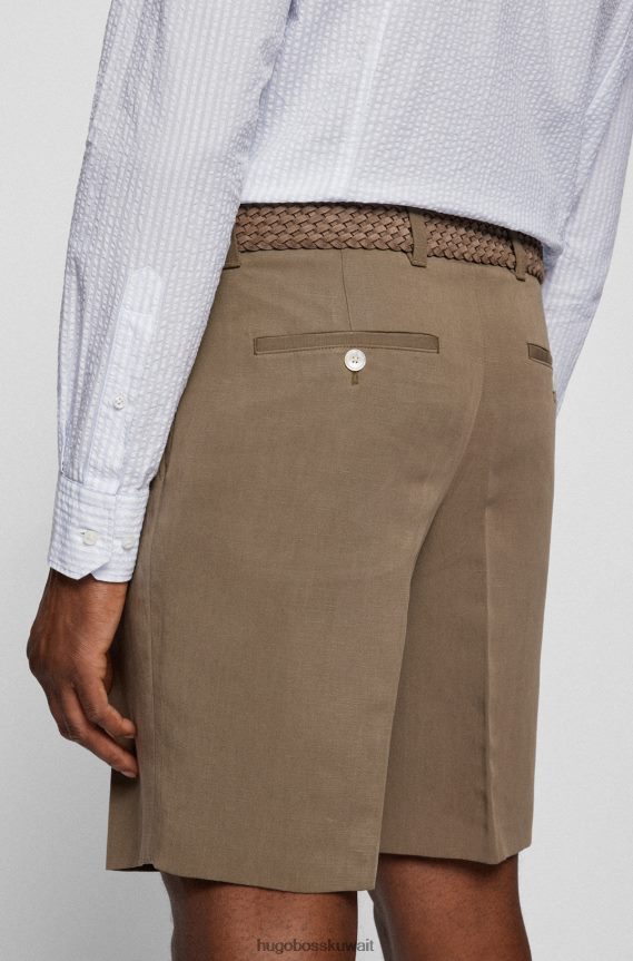 4TFNJN4108 أبيض Hugo Boss قميص هوغو أبيض مخطط بقصة ضيقة من القطن الخالص