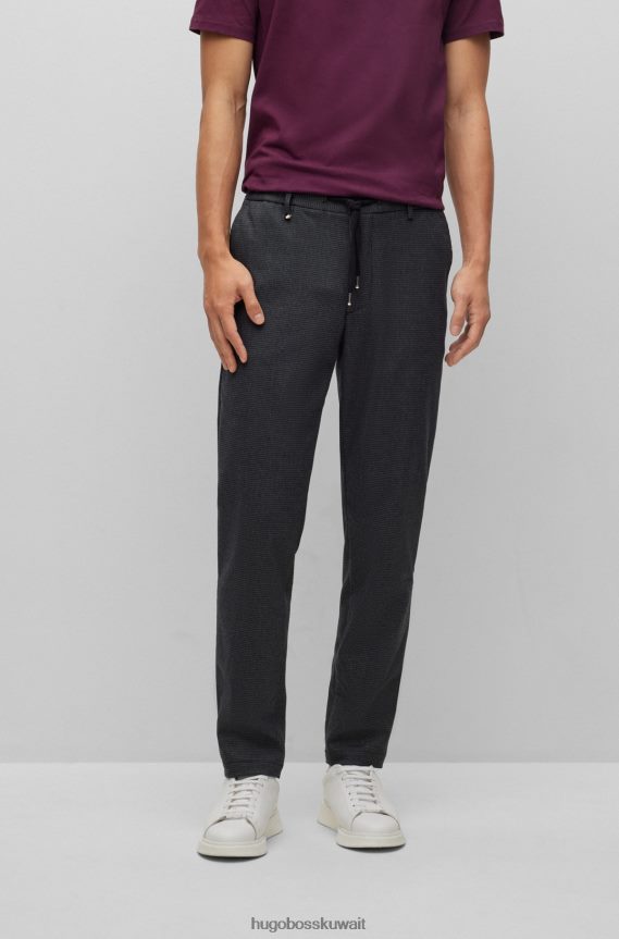 4TFNJN4110 أزرق غامق Hugo Boss بنطال بقصّة ضيّقة مصنوع من قماش مطاطي منقوش باللون الأزرق الداكن من هوغو