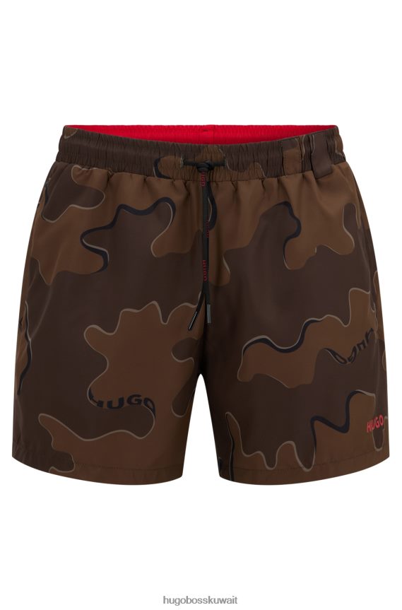 4TFNJN4112 الكاكي Hugo Boss شورت سباحة بطبعات موسمية، مصنوع من قماش هوغو كاكي معاد تدويره سريع الجفاف