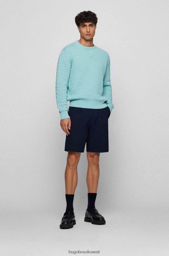 4TFNJN4125 اخضر فاتح Hugo Boss سترة Hugo ذات هيكل مكتنز باللون الأخضر الفاتح مريحة ومصنوعة من مزيج القطن