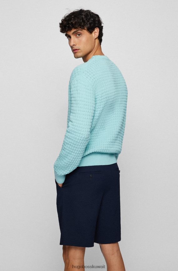 4TFNJN4125 اخضر فاتح Hugo Boss سترة Hugo ذات هيكل مكتنز باللون الأخضر الفاتح مريحة ومصنوعة من مزيج القطن