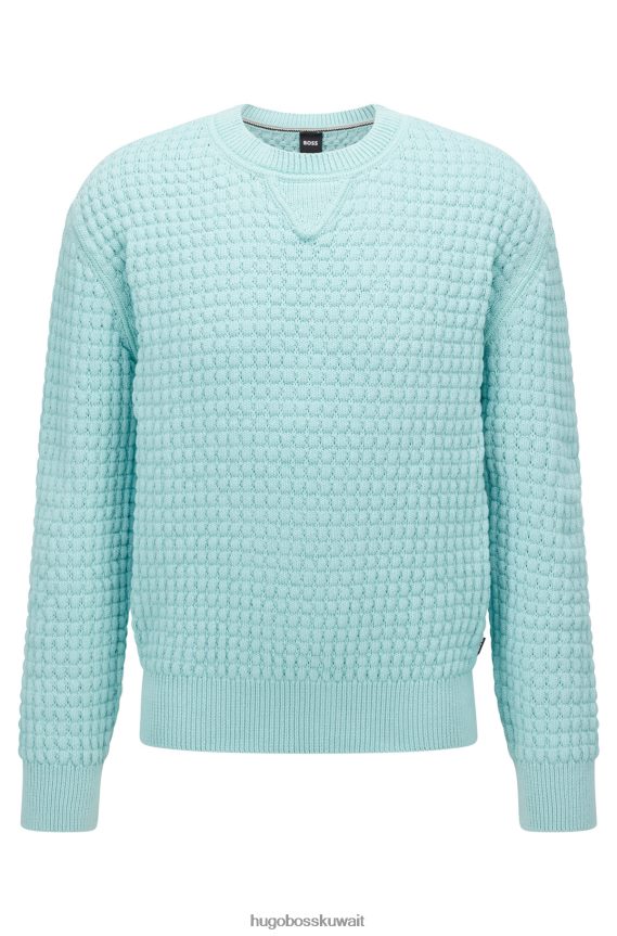 4TFNJN4125 اخضر فاتح Hugo Boss سترة Hugo ذات هيكل مكتنز باللون الأخضر الفاتح مريحة ومصنوعة من مزيج القطن