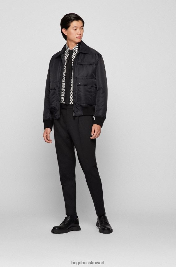 4TFNJN4127 أبيض Hugo Boss قميص Hugo ذو قصة ضيقة بطبعات هندسية من مزيج ايوسل لايوسل باللون الأبيض