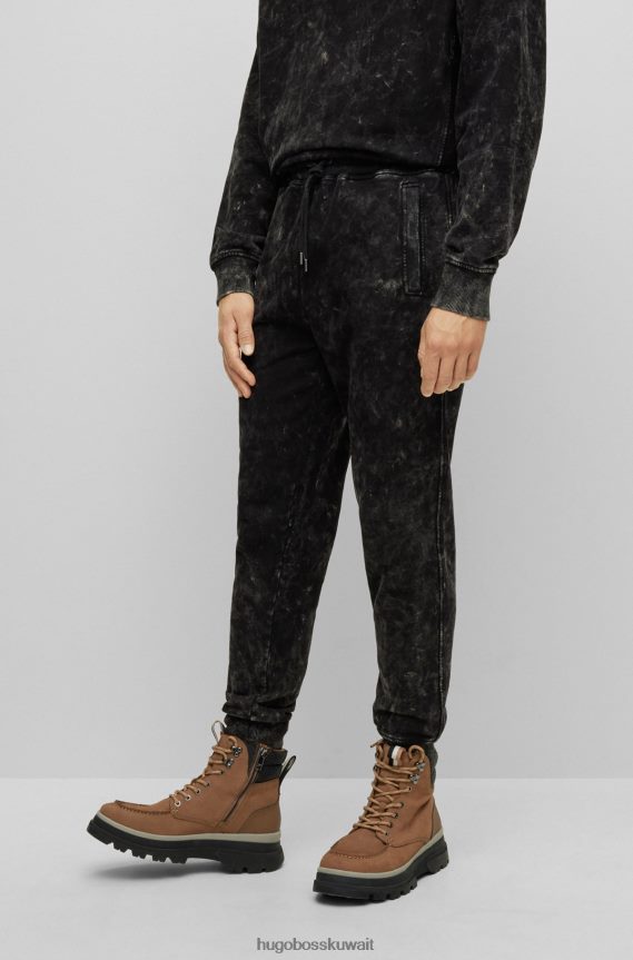 4TFNJN4129 أسود Hugo Boss سروال رياضي من قطن تيري باللون الأسود مع هوغو مغسول بالثلج