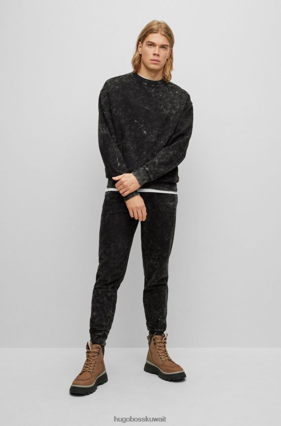 4TFNJN4129 أسود Hugo Boss سروال رياضي من قطن تيري باللون الأسود مع هوغو مغسول بالثلج