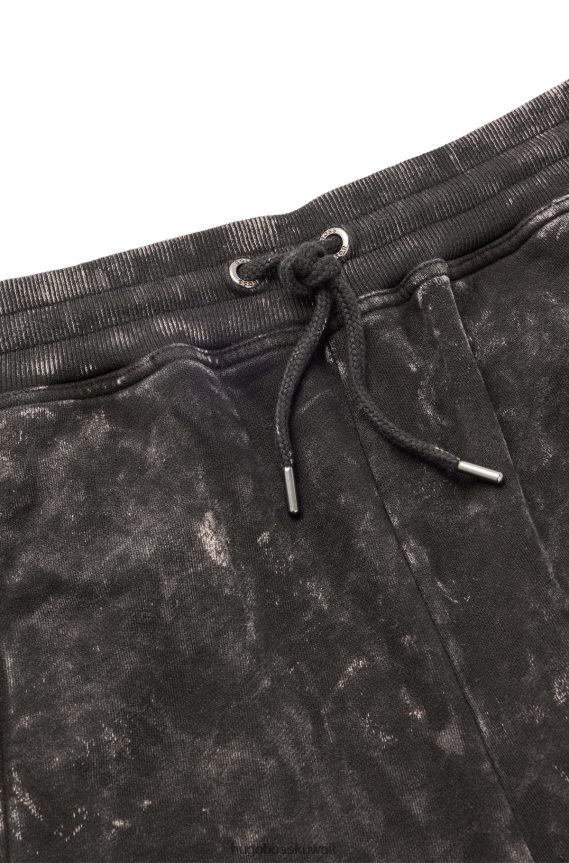 4TFNJN4129 أسود Hugo Boss سروال رياضي من قطن تيري باللون الأسود مع هوغو مغسول بالثلج